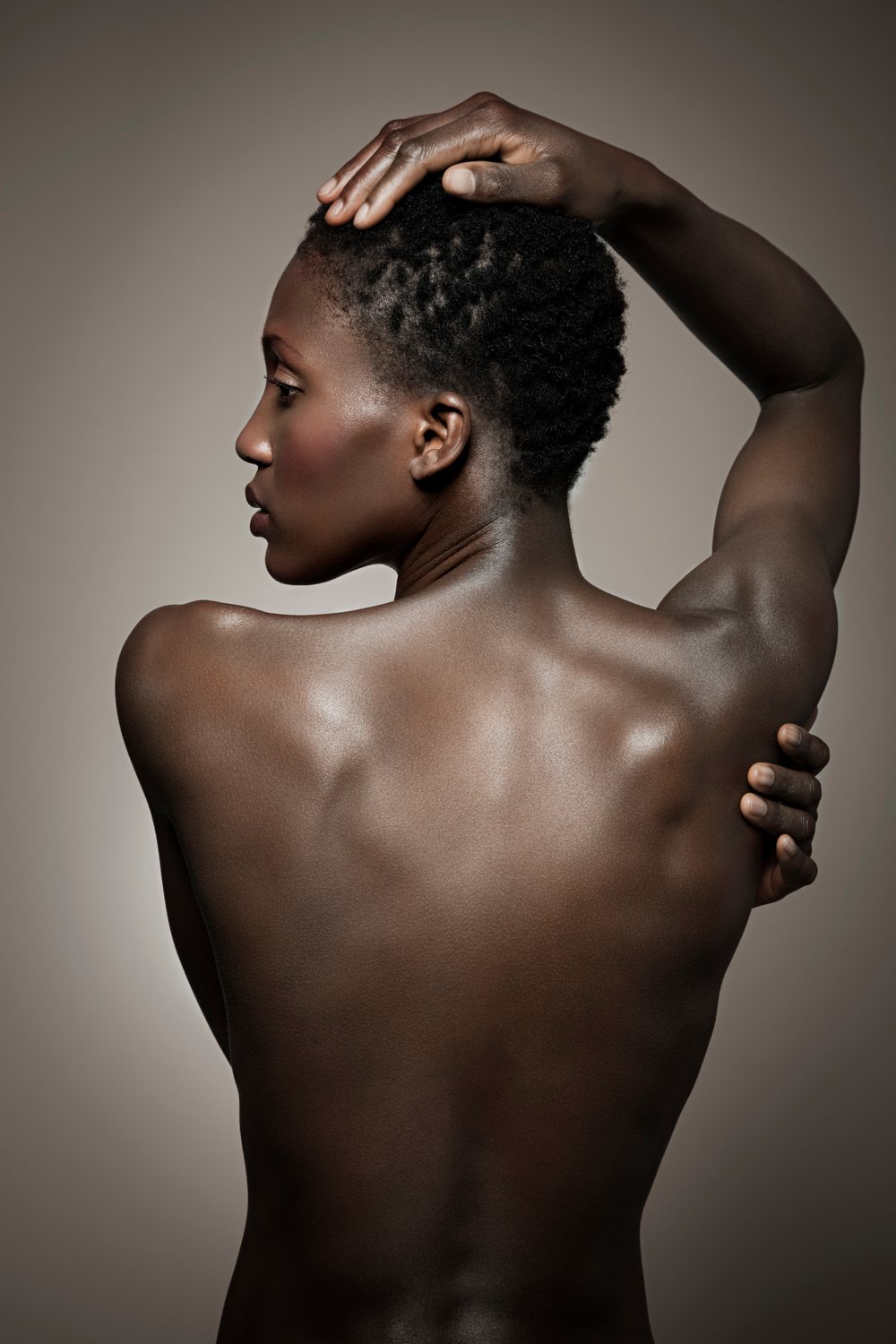 Before: Original photo of a woman seen from behind