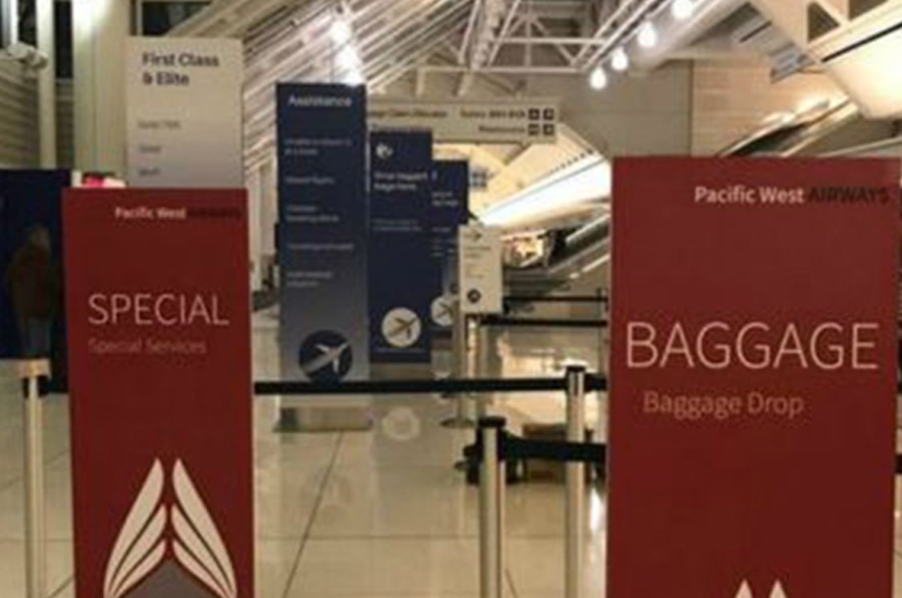 Red Pacific West Airways baggage signs