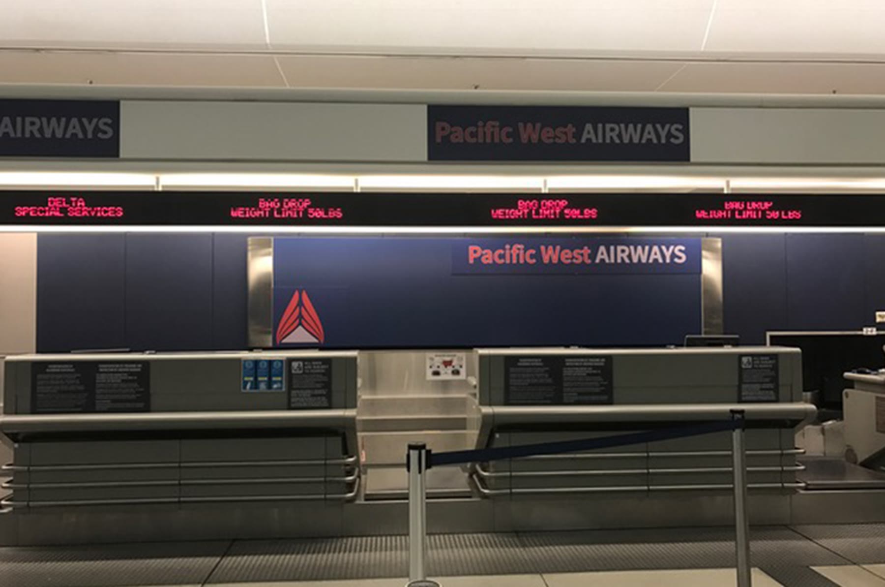 Pacific West Airways counter