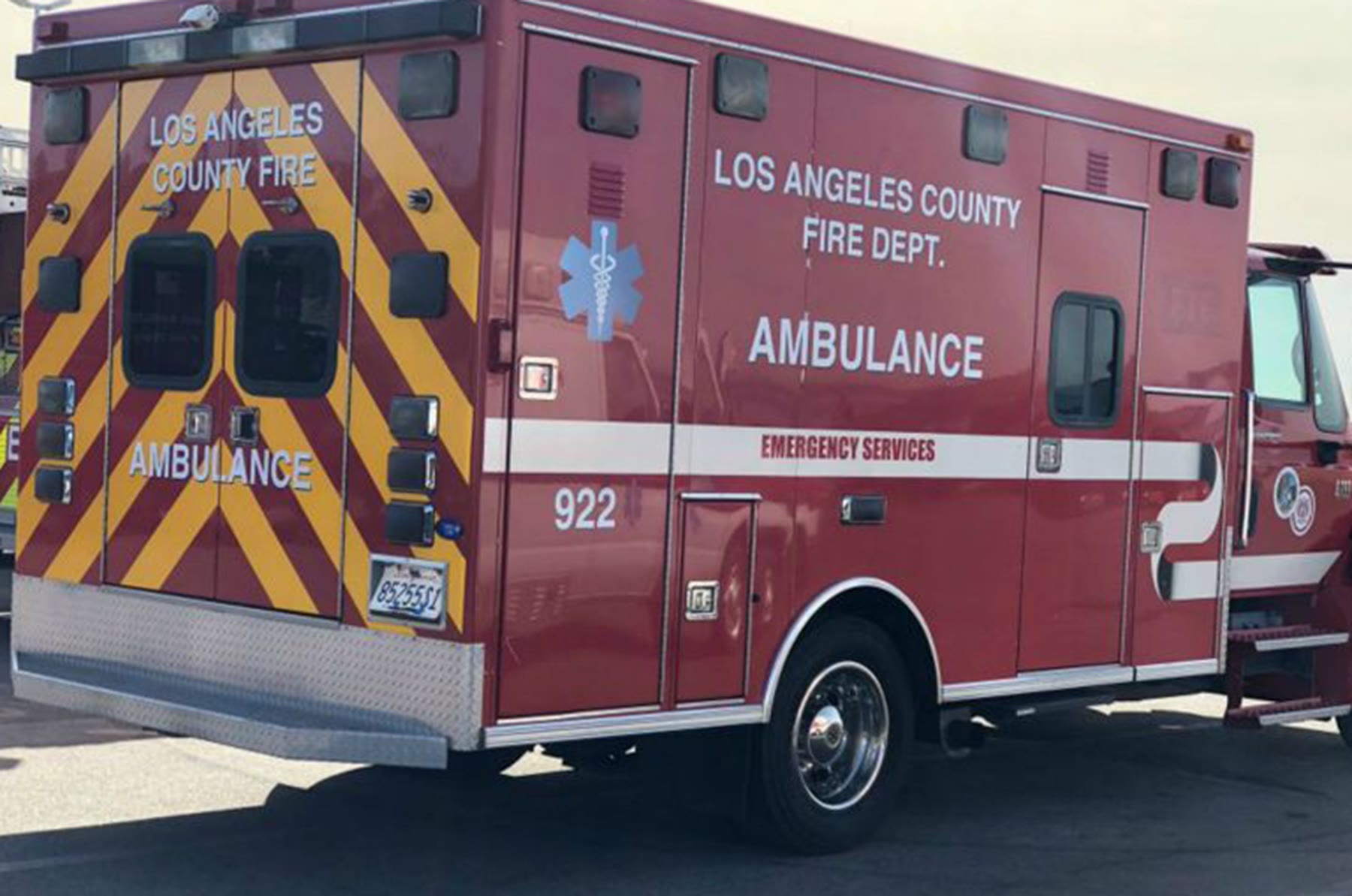 Side of the ambulance with unit 922