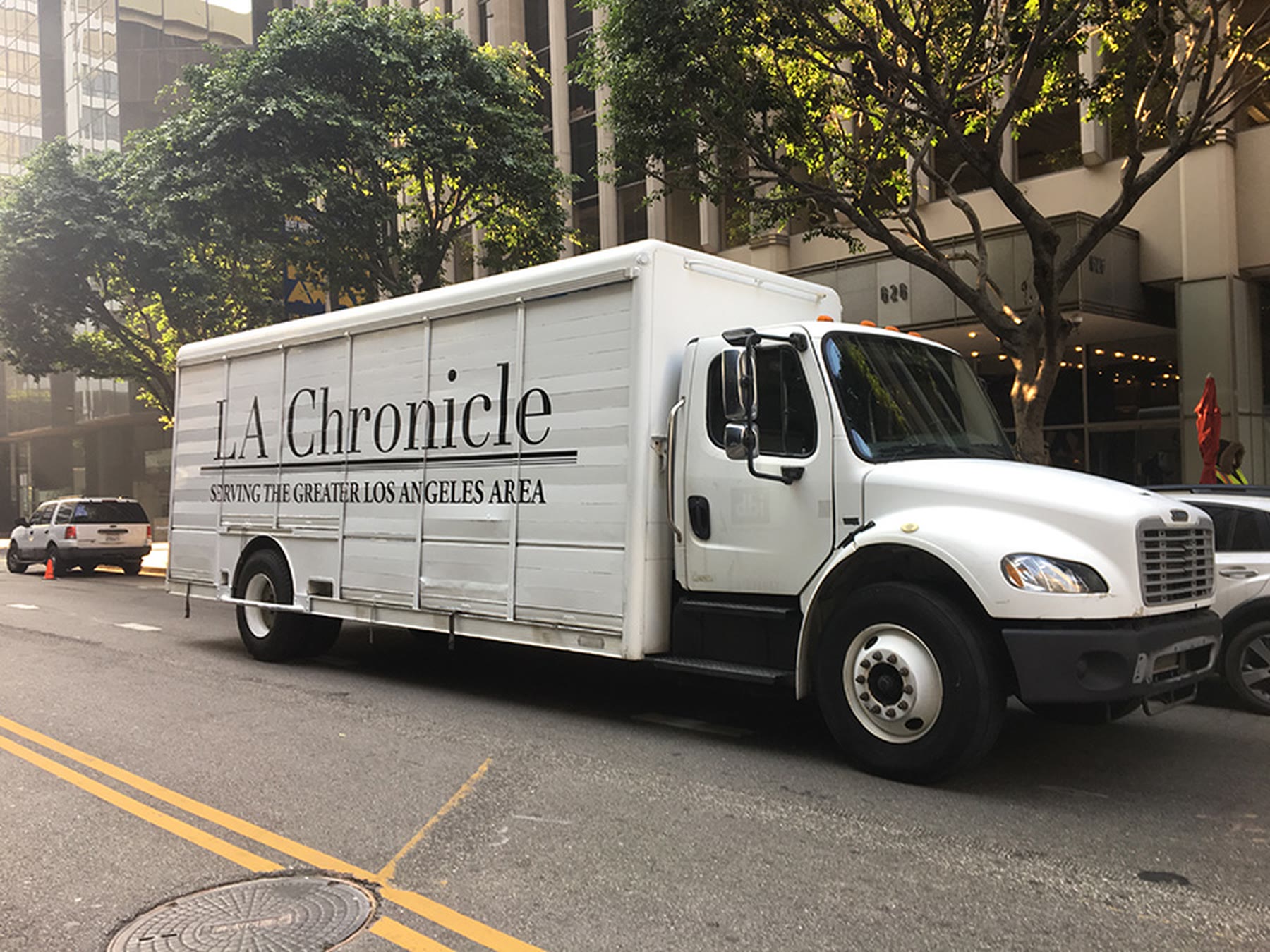 White L.A. Chronicle box truck