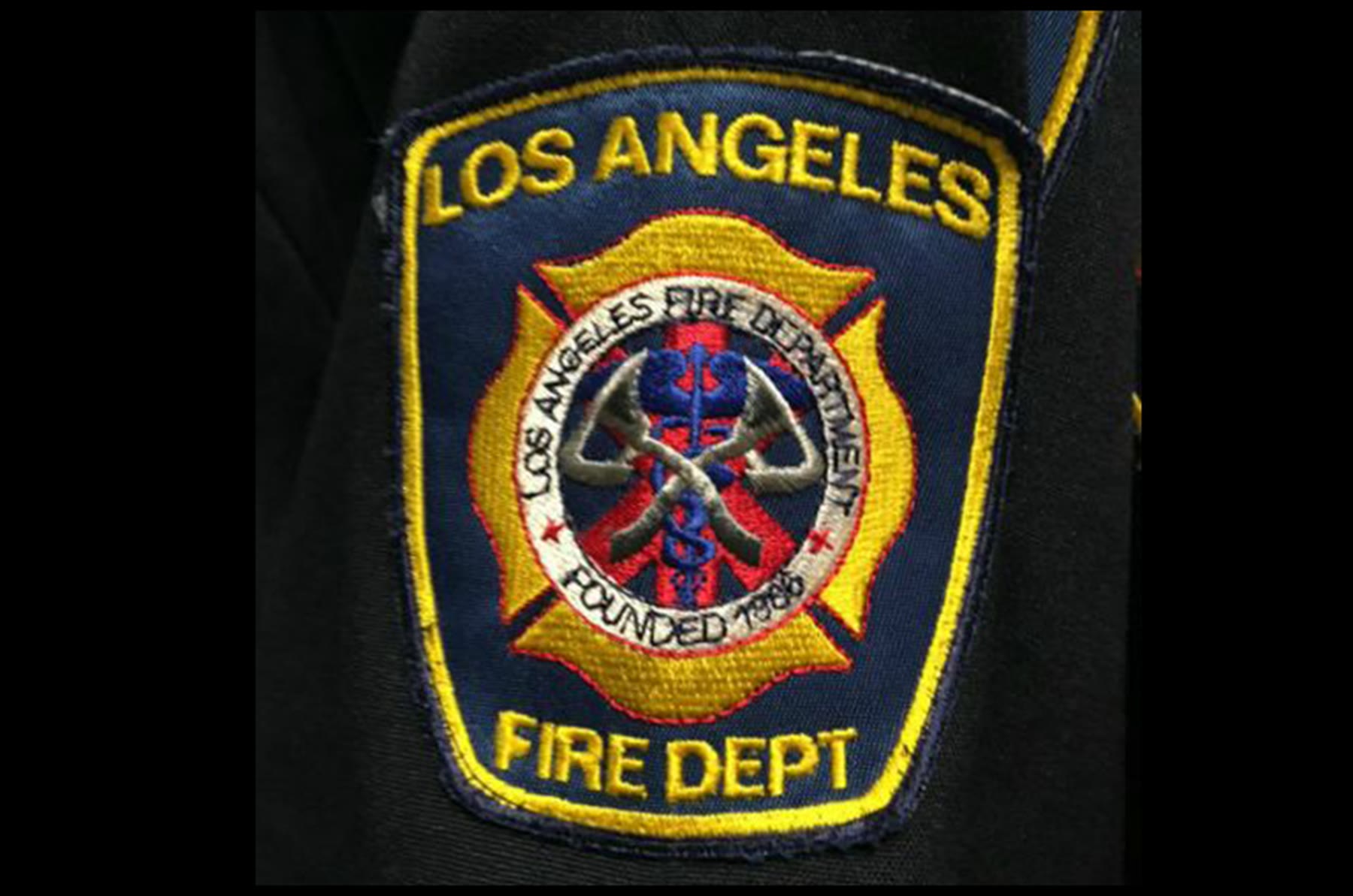 Embroidered LAFD patch on a uniform