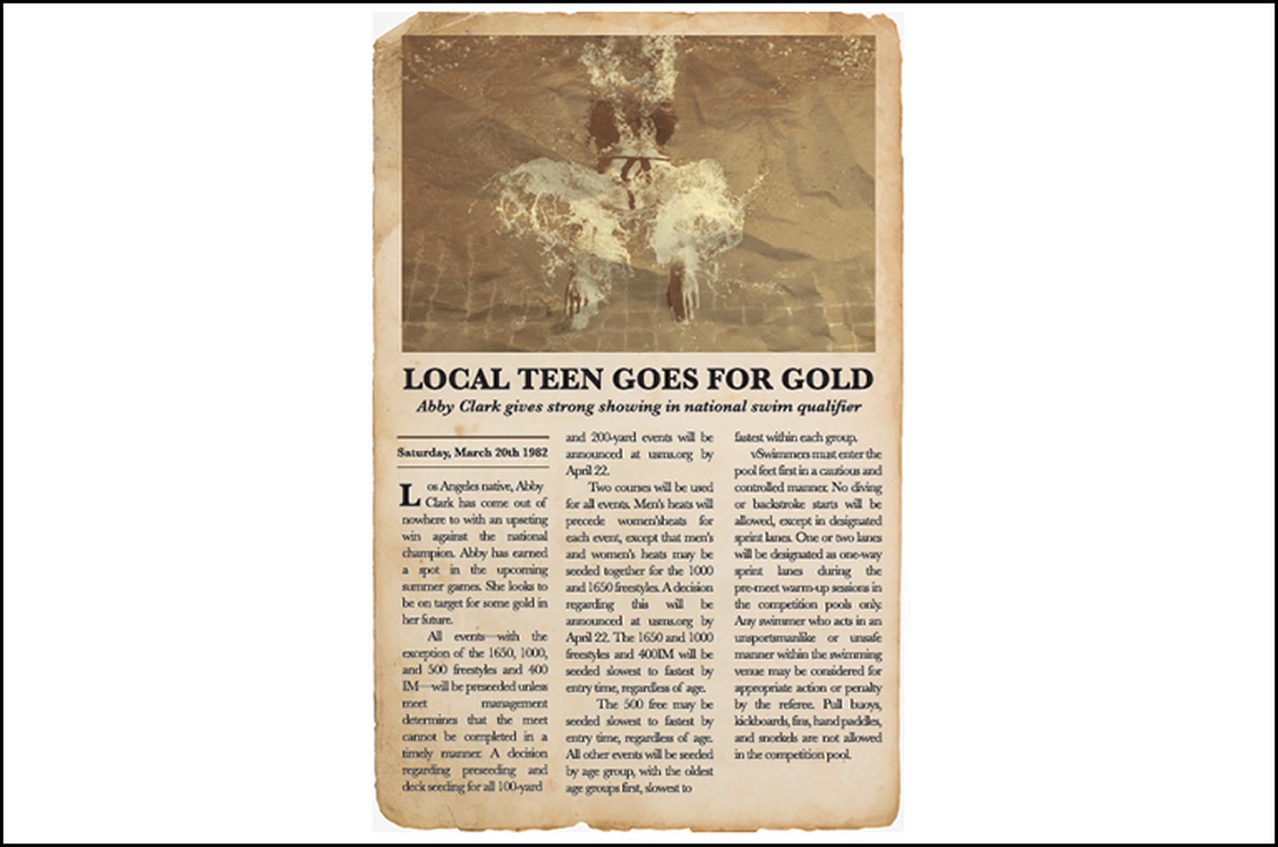 Aged newspaper clipping