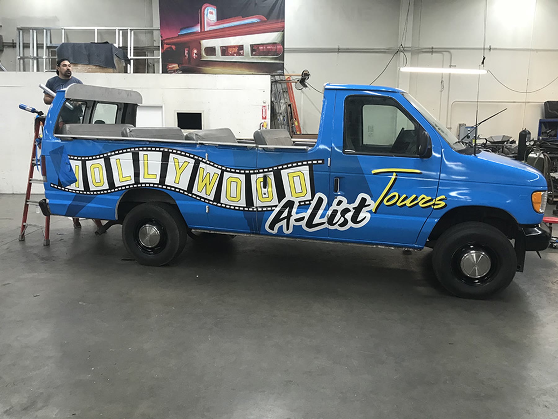 Blue A-List Tows truck