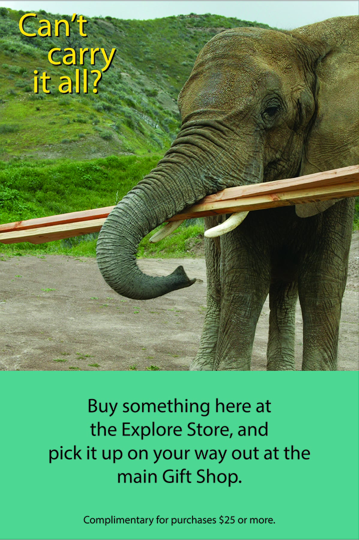 Sandwich board with an elephant