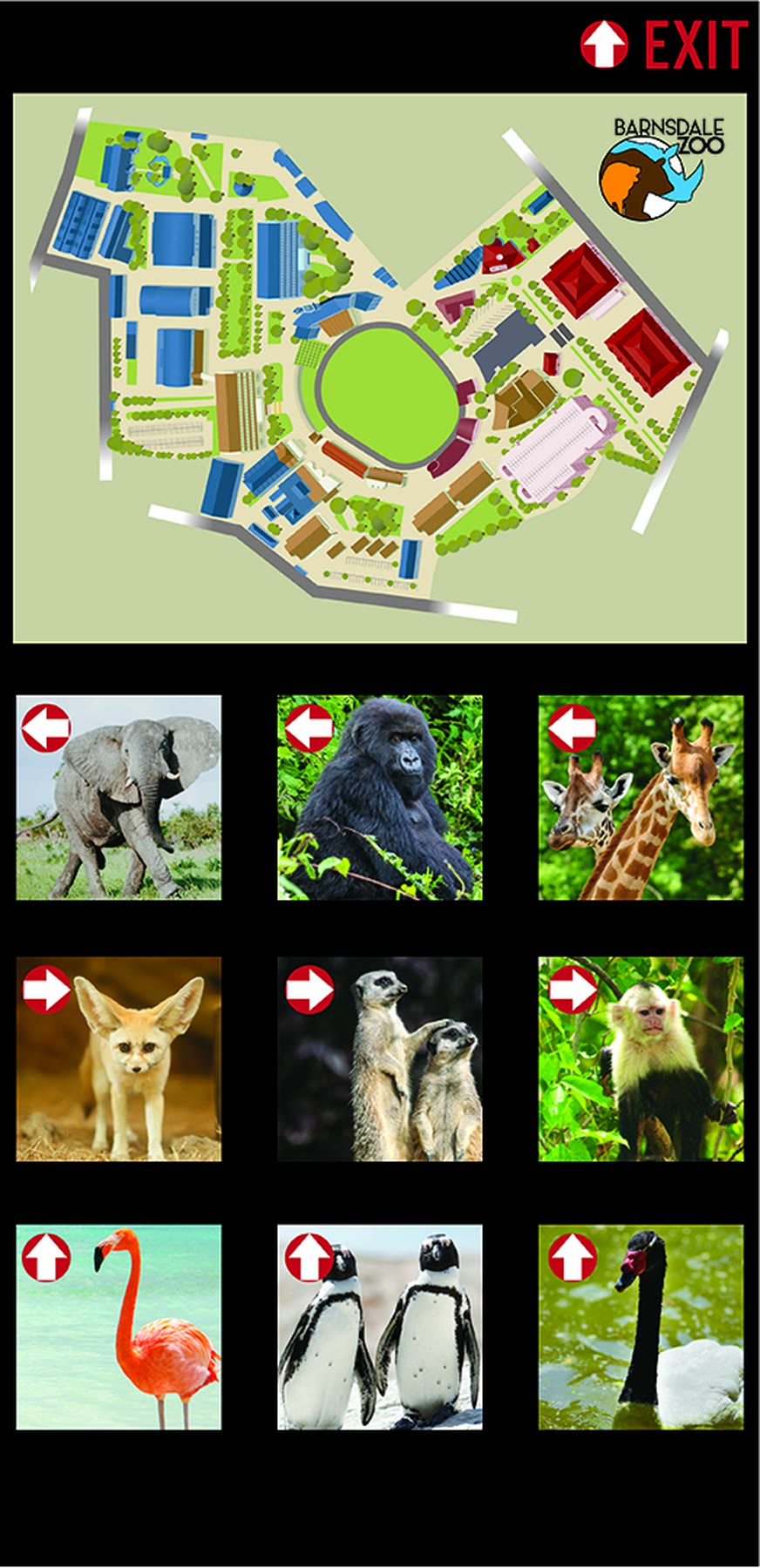 Zoo map and animal directory sign