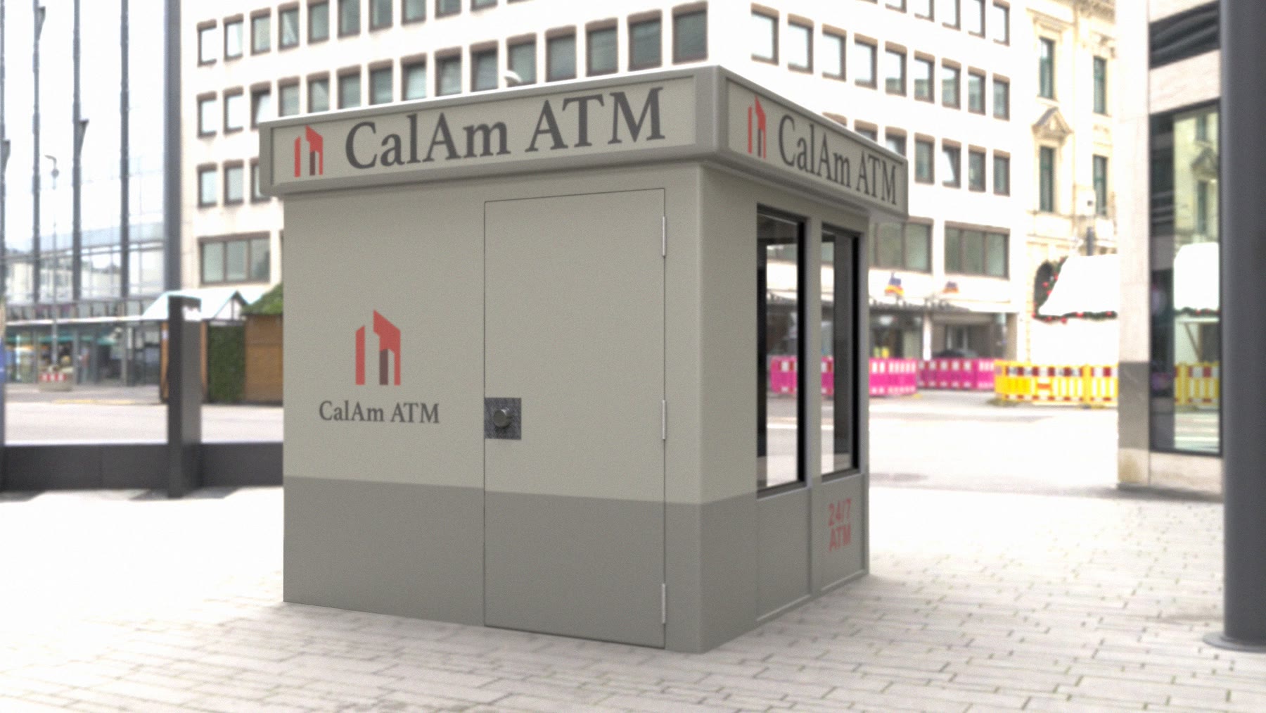 Rendered ATM kiosk, rear
