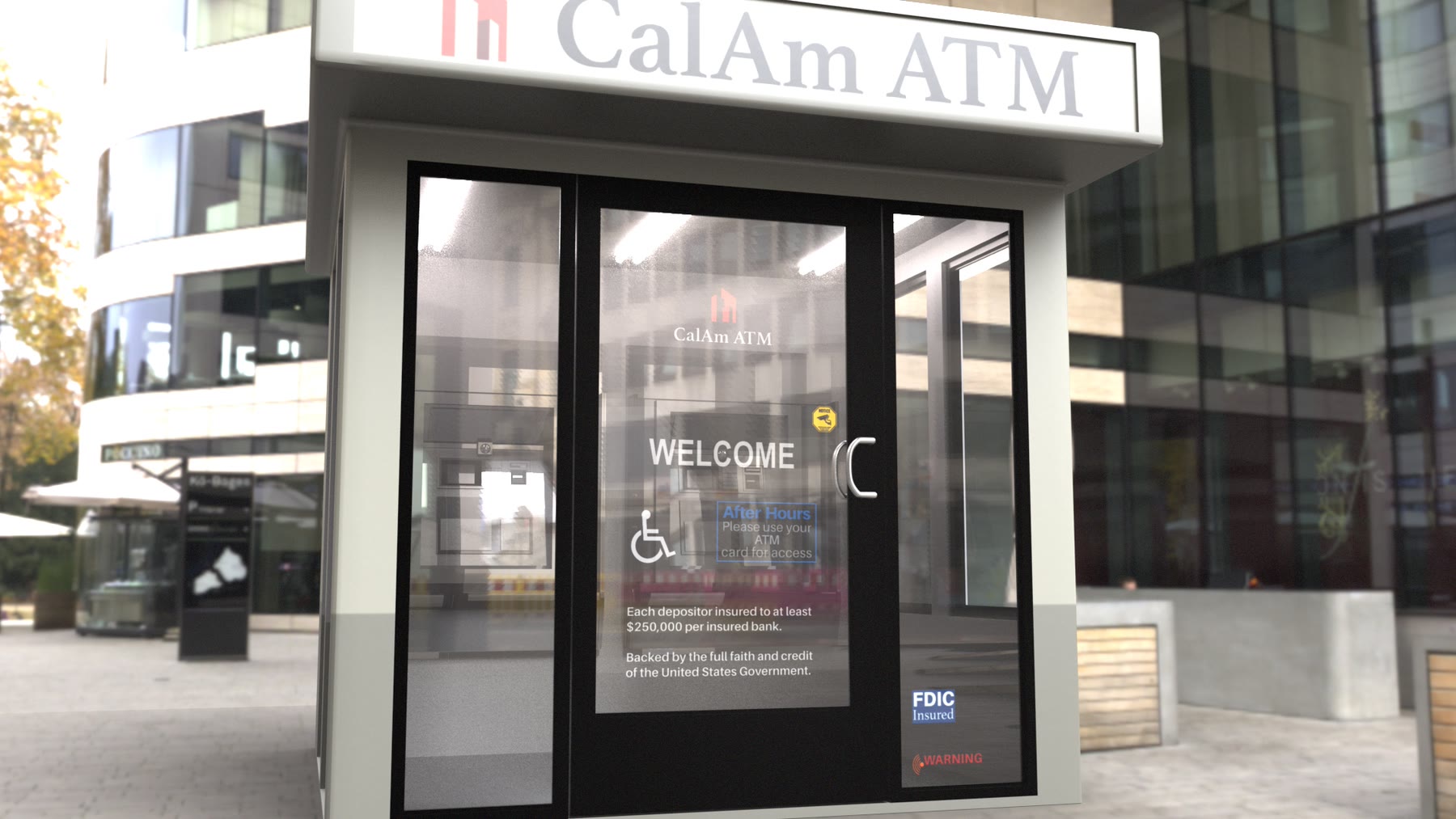The finished ATM kiosk on location