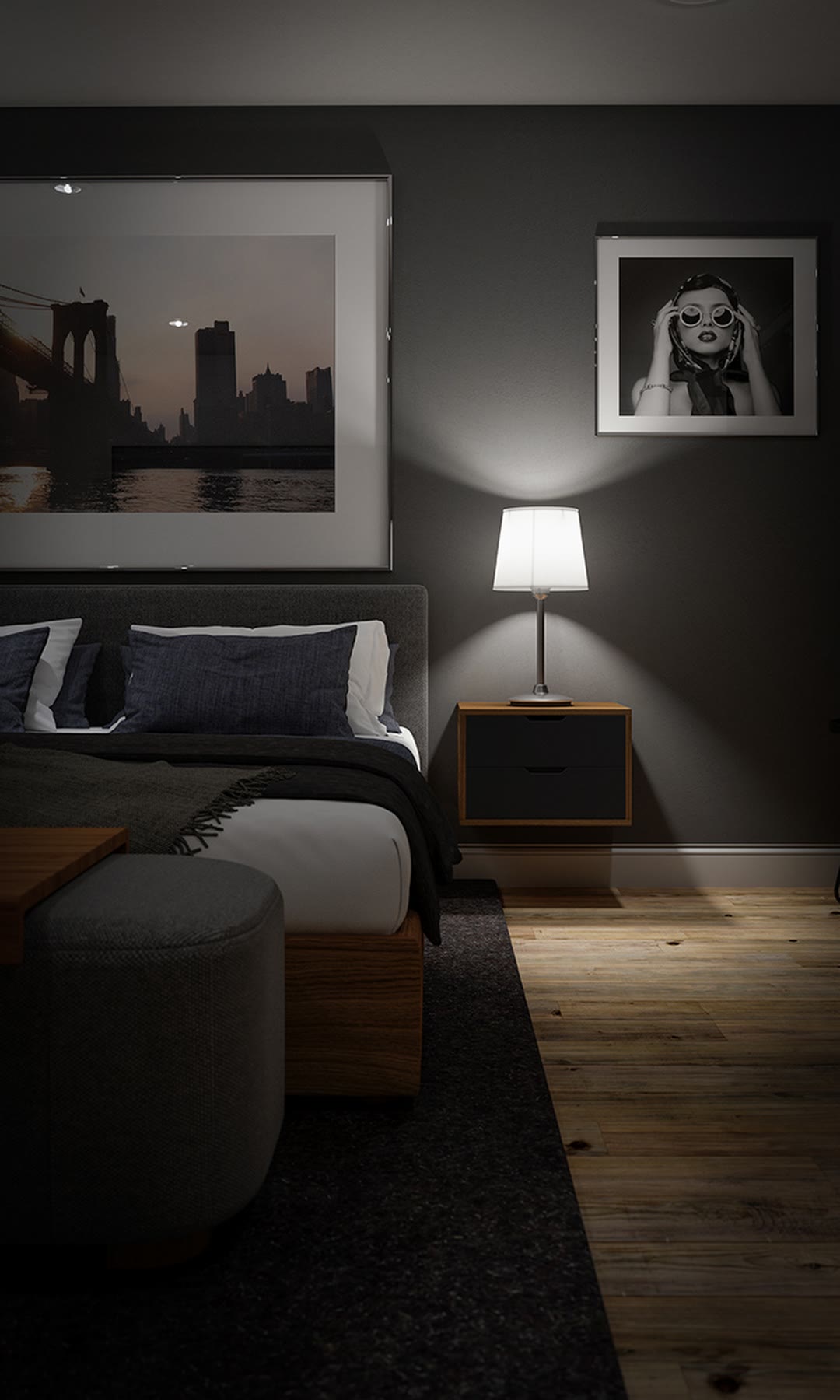 Night: Bedroom detail