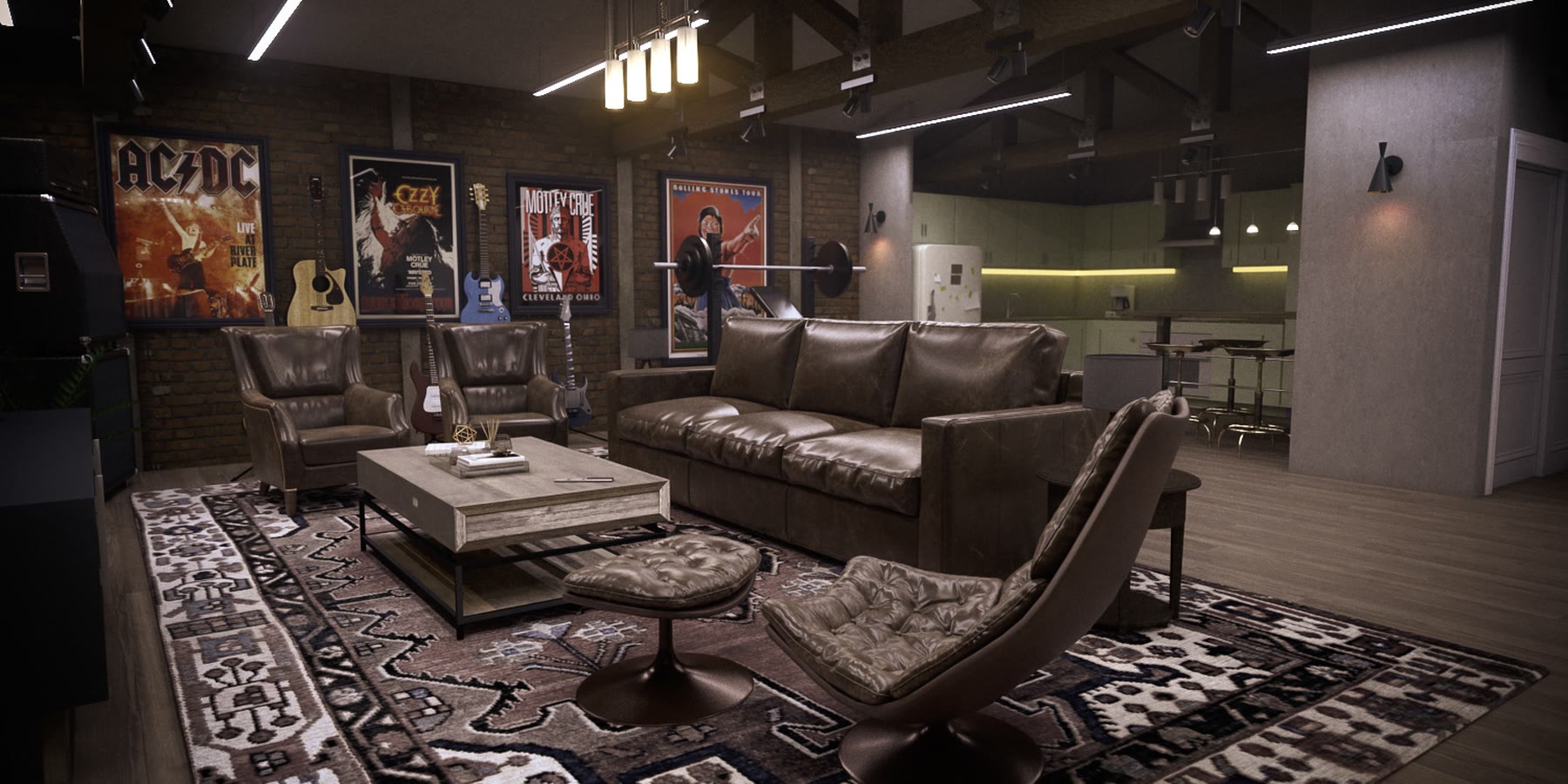 Bunker lounge with leather seating