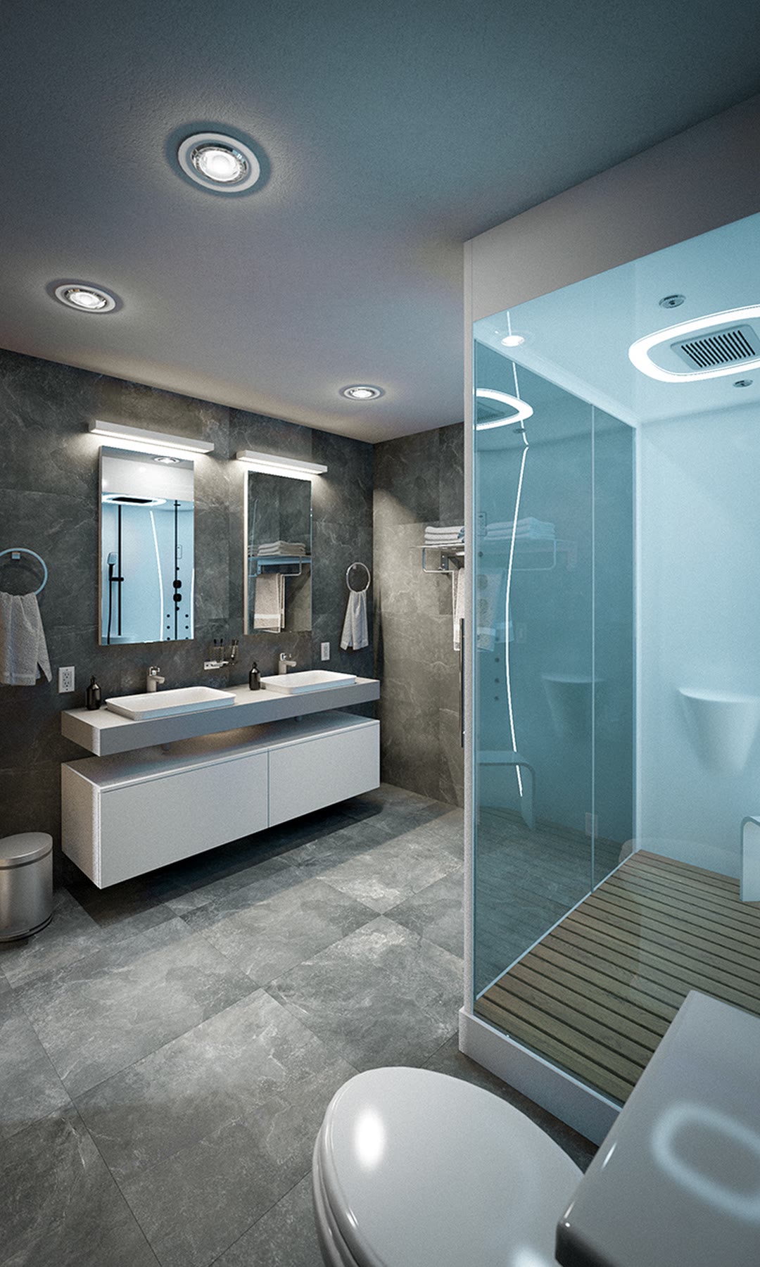 Modern bathroom with a glass shower