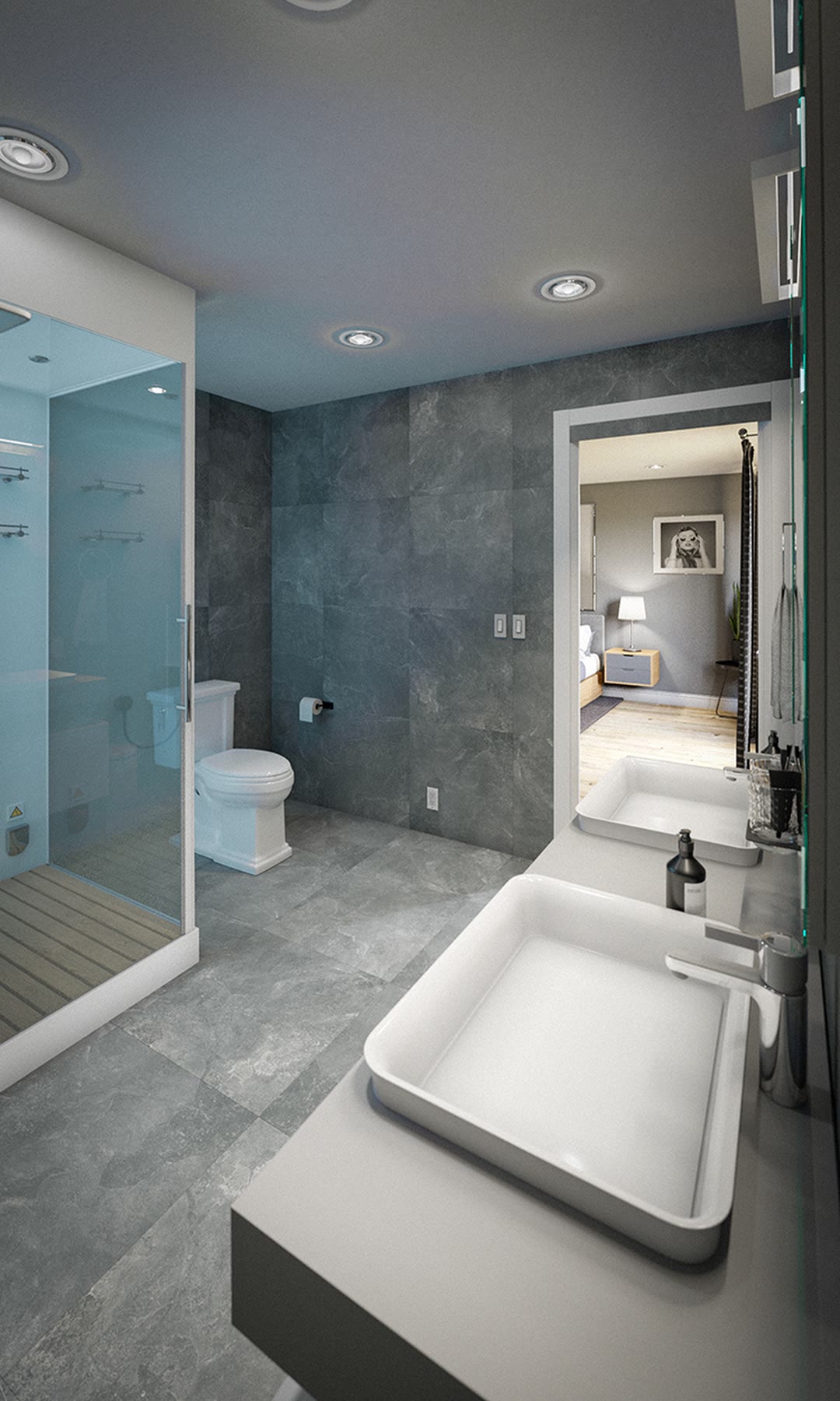 Bathroom with a soaking tub