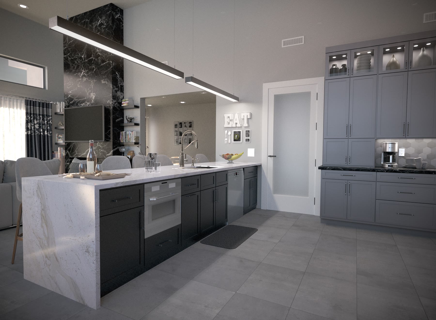 Kitchen remodel with a marble island