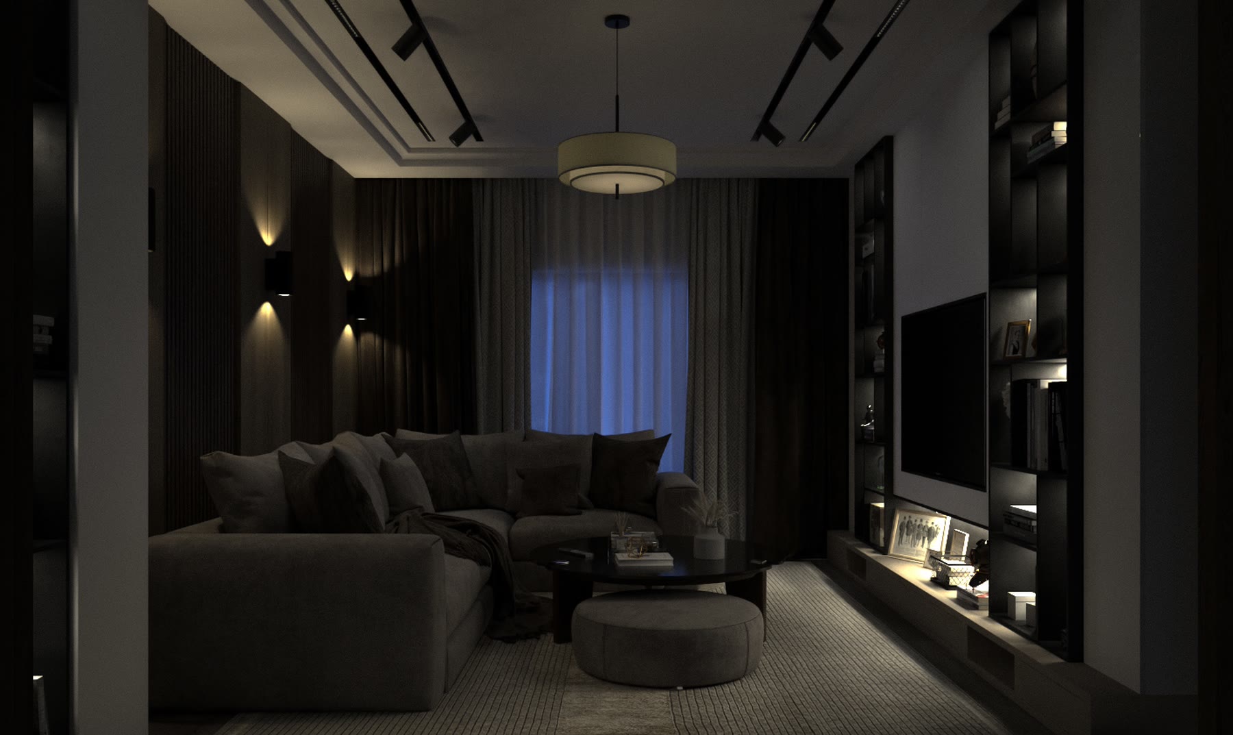 Living room at night