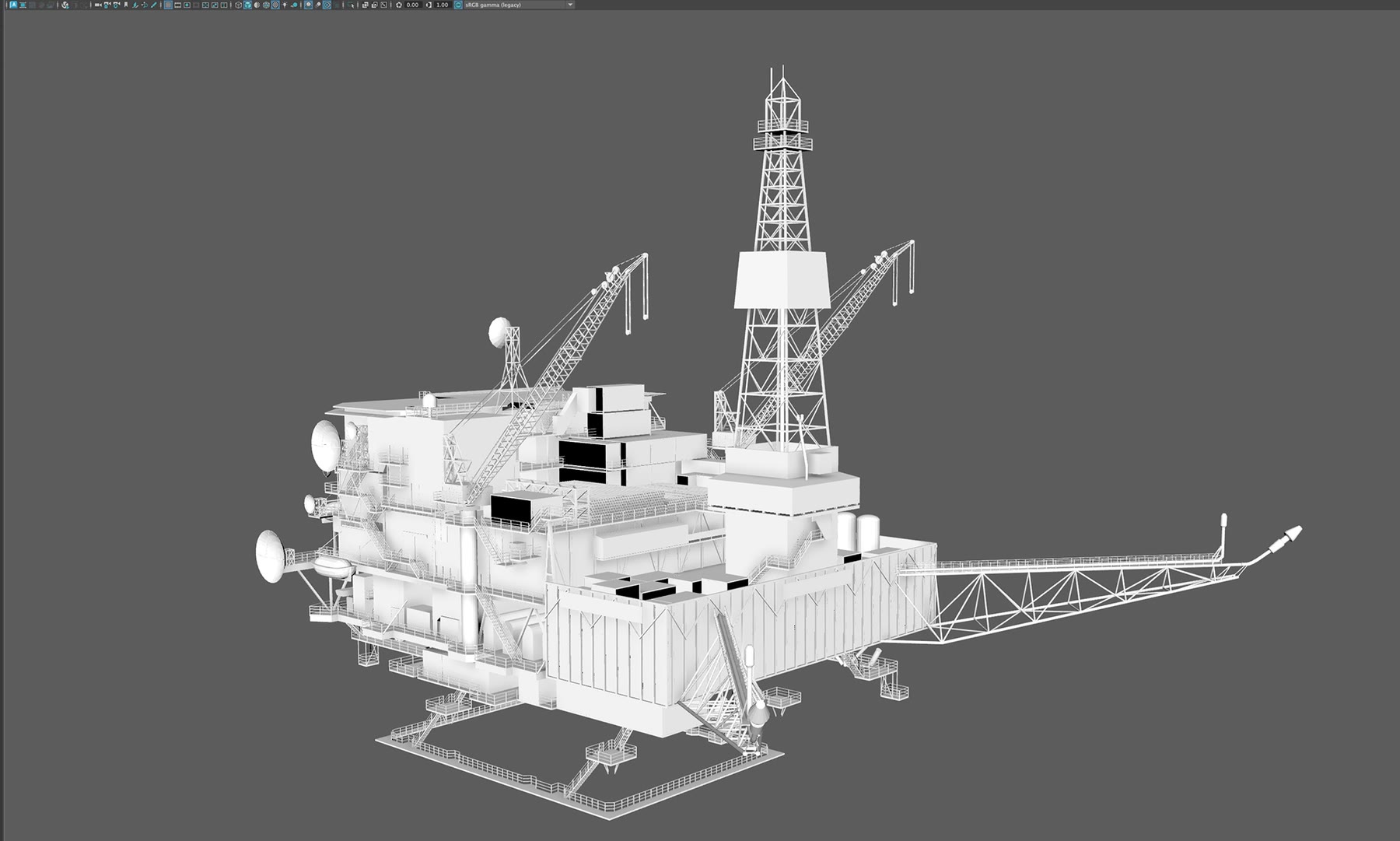 White model render of a land oil rig