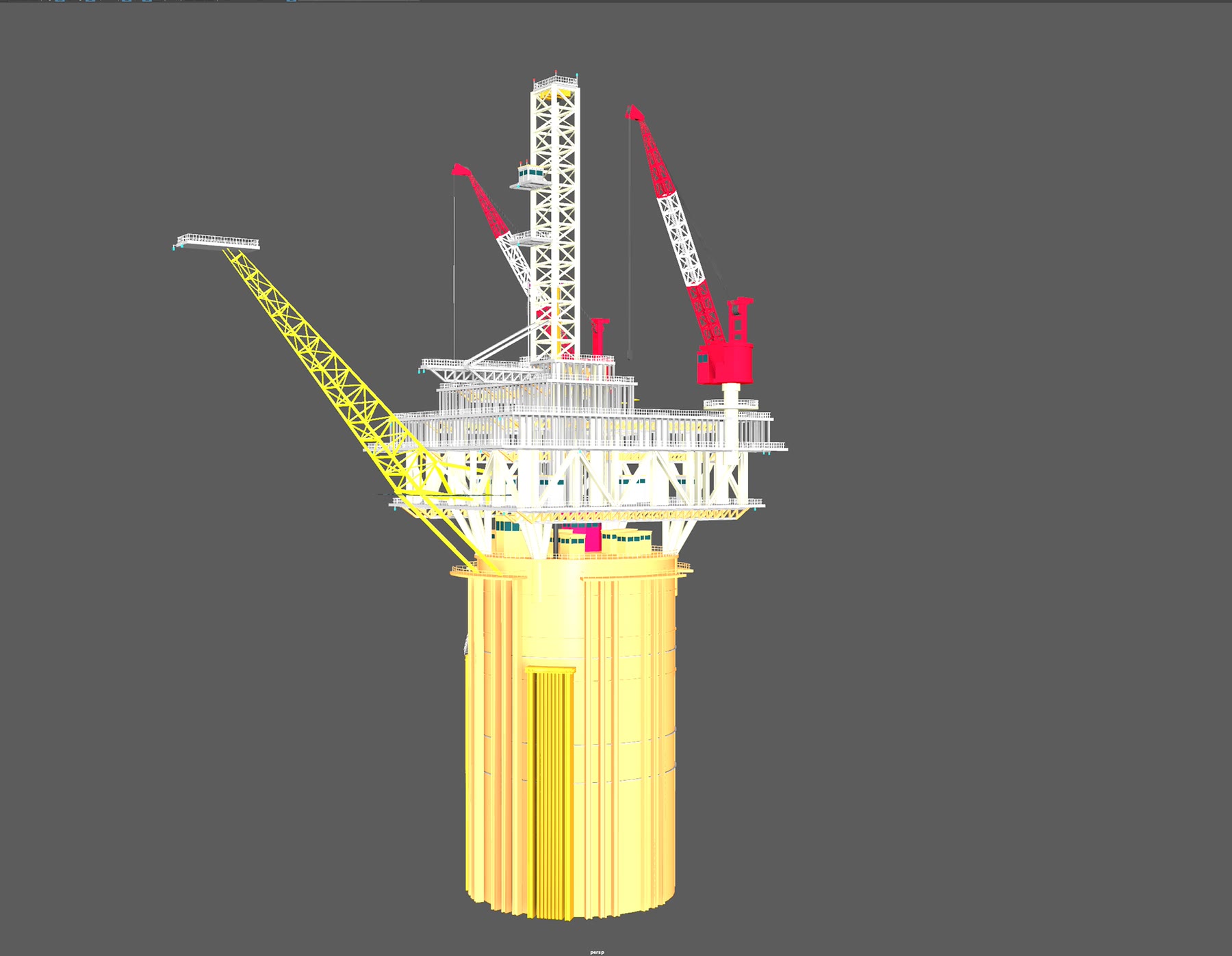 Model render of an ocean oil platform