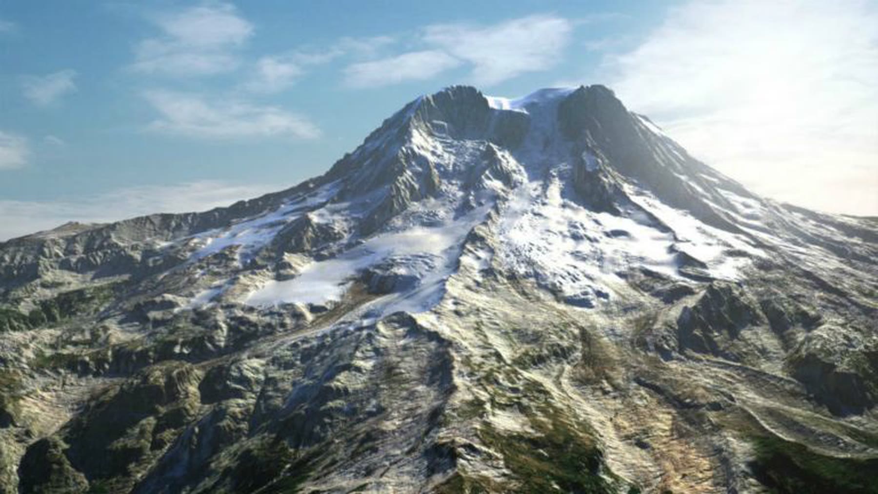Snow-covered Mt. Rainier environment